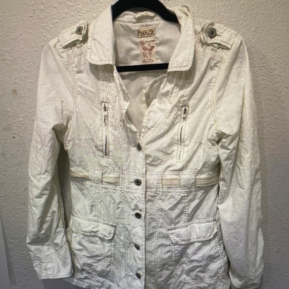 Free People Jackets & Blazers - Free People Cream Utility Jacket with Waist Cinch
